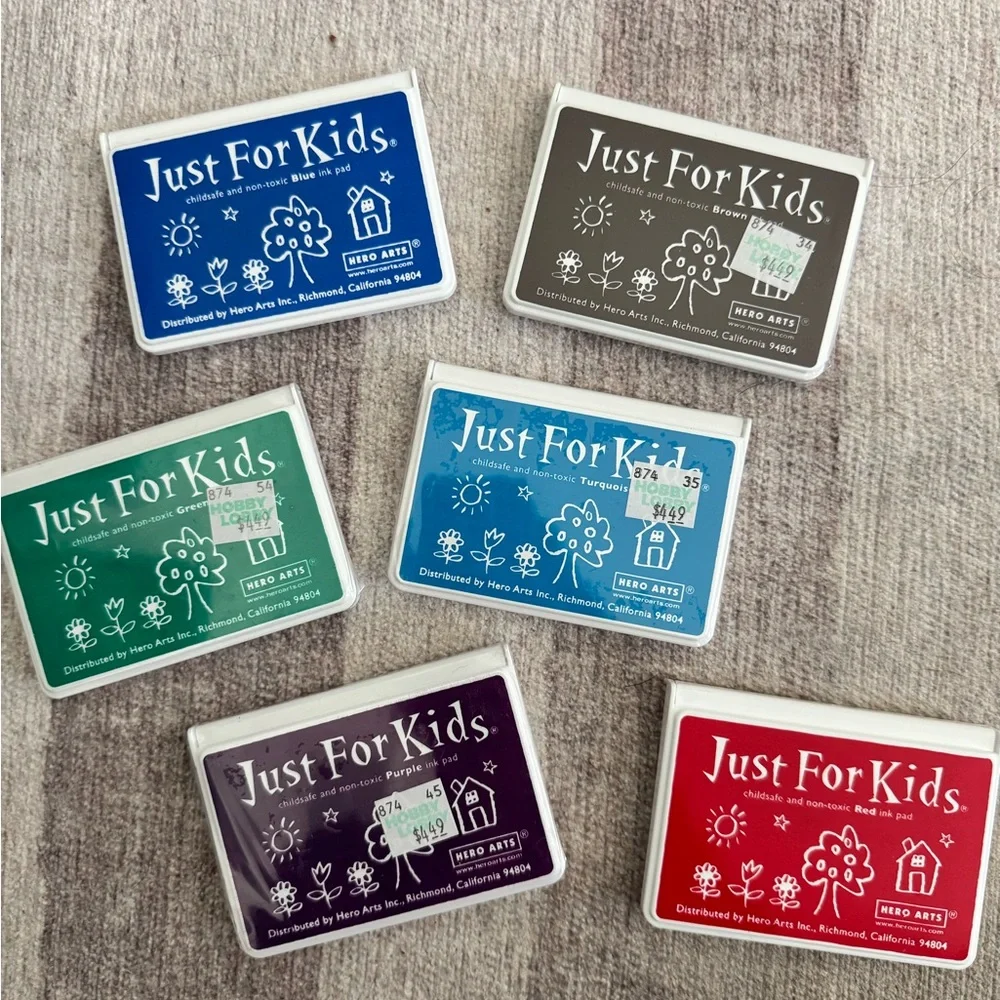 Bulk Kids Safe Ink Pad Set - Assorted Colors - Not Used